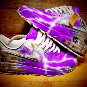 Custom Painted Air Max 90/Sneakers/Shoes/Kicks/Premium/Personalised/Purple Brick Art