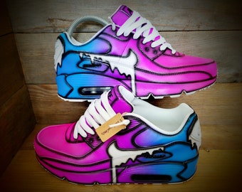 Air Max 90 com pintura personalizada/Tênis/Sapatos/Chutes/Premium/Personalizado/Desenho Neon Drip