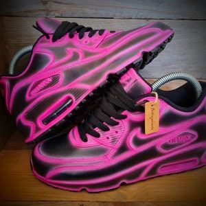 Custom Painted Air Max 90/Sneakers/Shoes/Kicks/Premium/Personalised/Neon Pink Cartoon