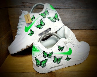 Air Max 90 com pintura personalizada/Tênis/Sapatos/Chutes/Premium/Personalizado/Borboleta Verde