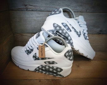Op maat geverfde Air Max 90/sneakers/schoenen/kicks/premium/gepersonaliseerd/grijze sterren