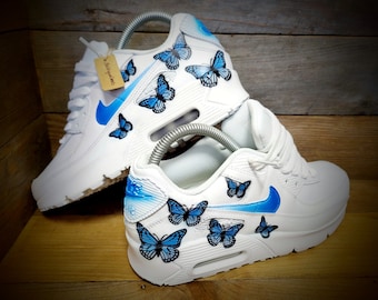 Air Max 90 com pintura personalizada/Tênis/Sapatos/Chutes/Premium/Personalizado/Borboleta Azul