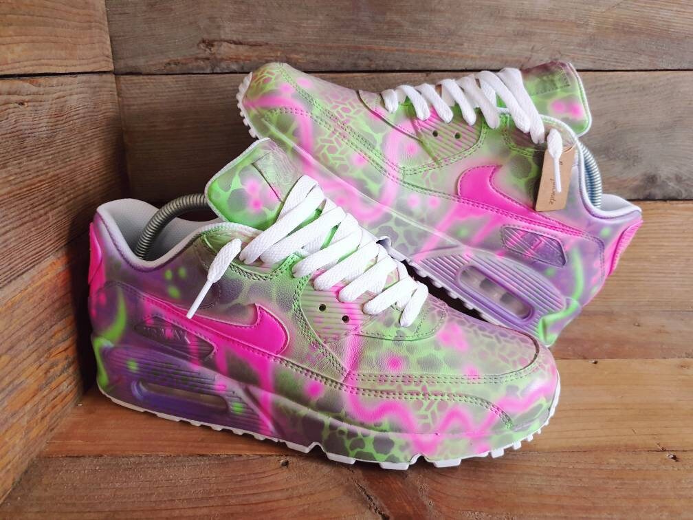 Nike Air Max 90/Custom Painted/Pink-Purple Graffiti | Etsy