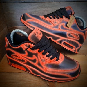 Custom Painted Air Max 90/Sneakers/Shoes/Kicks/Premium/Personalised/Neon Orange Cartoon