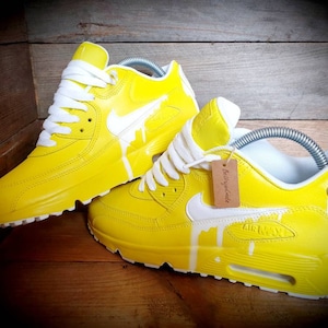 Custom Painted Air Max 90/Sneakers/Shoes/Kicks/Premium/Personalised/Classic Drip-Yellow