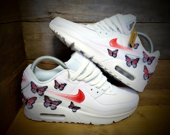 Air Max 90 com pintura personalizada/Tênis/Sapatos/Chutes/Premium/Personalizado/Borboleta Vermelha