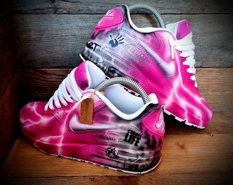 Custom Painted Air Max 90/Sneakers/Shoes/Kicks/Premium/Personalised/Pink Brick Art