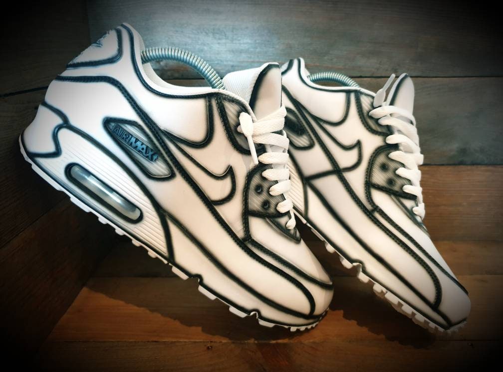 Custom Nike Air Max 90 comic Black & White Unique 