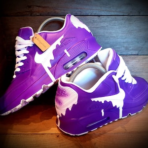 Custom Painted Air Max 90/Sneakers/Shoes/Kicks/Premium/Personalised/Classic Drip-Purple