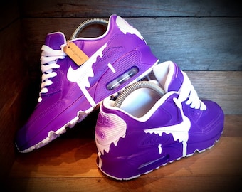 Zapatillas Air Max 90 personalizadas pintadas a mano, premium, personalizadas, clásicas, color morado.