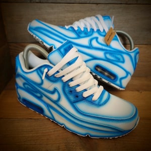 Custom Painted Air Max 90/Sneakers/Shoes/Kicks/Premium/Personalised/Blue Cartoon