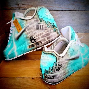 Custom Painted Air Max 90/Sneakers/Shoes/Kicks/Premium/Personalised/Aqua Brick Art