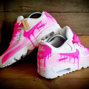 Custom Painted Nike Air Max 90s. Hot Pink Nike Air Max 90s. Neon