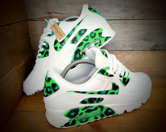 Zapatillas Air Max 90 personalizadas pintadas a mano/zapatillas/zapatillas premium/personalizadas/estampado de leopardo verde