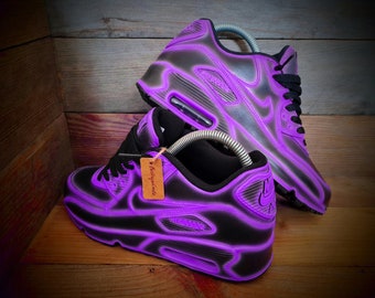 Custom Painted Air Max 90/Sneakers/Shoes/Kicks/Premium/Personalised/Neon Purple Cartoon