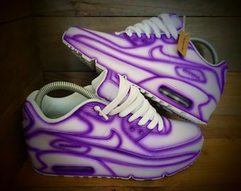 Custom Painted Air Max 90/Sneakers/Shoes/Kicks/Premium/Personalised/Purple Cartoon