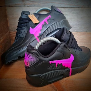 Custom Painted Air Max 90/Sneakers/Shoes/Kicks/Premium/Personalised/Neon Purple-Pink Drip