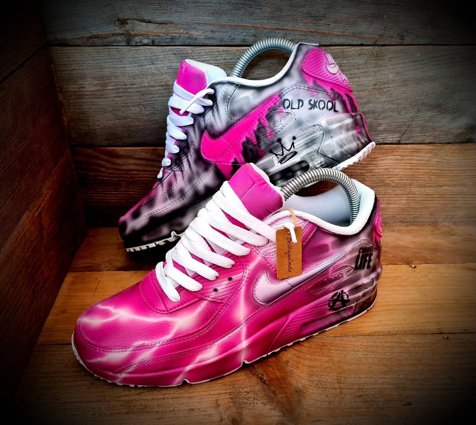 custom pink nike shoes