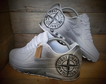 Custom Painted Air Max 90/Sneakers/Shoes/Kicks/Premium/Personalised/S Island (Black/Grey Edition)
