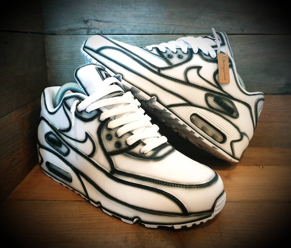 Custom Nike Air Max 90 comic Black & White Unique 