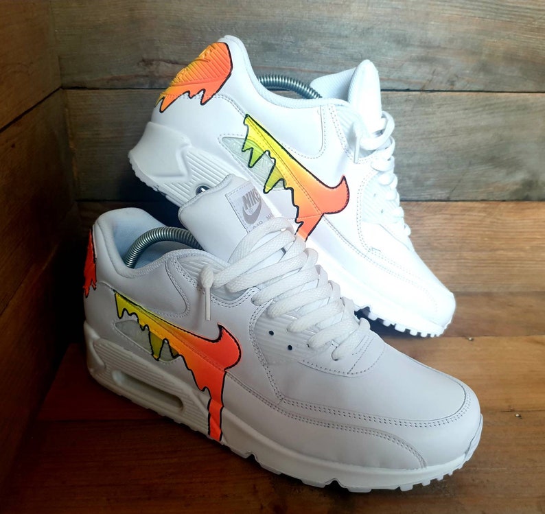 Nike Air Max 90/Custom Painted/Neon Drip | Etsy