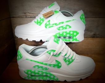 Zapatillas Air Max 90 personalizadas pintadas a mano/zapatillas/zapatillas premium/personalizadas/estrellas verde claro