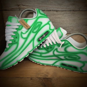 Custom Painted Air Max 90/Sneakers/Shoes/Kicks/Premium/Personalised/Green Cartoon