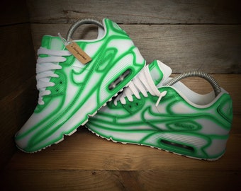 Zapatillas Air Max 90 personalizadas pintadas a mano/zapatillas/zapatillas/zapatillas premium/personalizadas/dibujos animados verdes