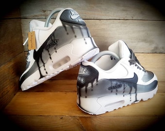 Custom Painted Air Max 90/Sneakers/Shoes/Kicks/Premium/Personalised/Drip Fade-Black