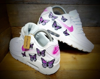 Custom Painted Air Max 90/Sneakers/Shoes/Kicks/Premium/Personalised/Pink Butterfly
