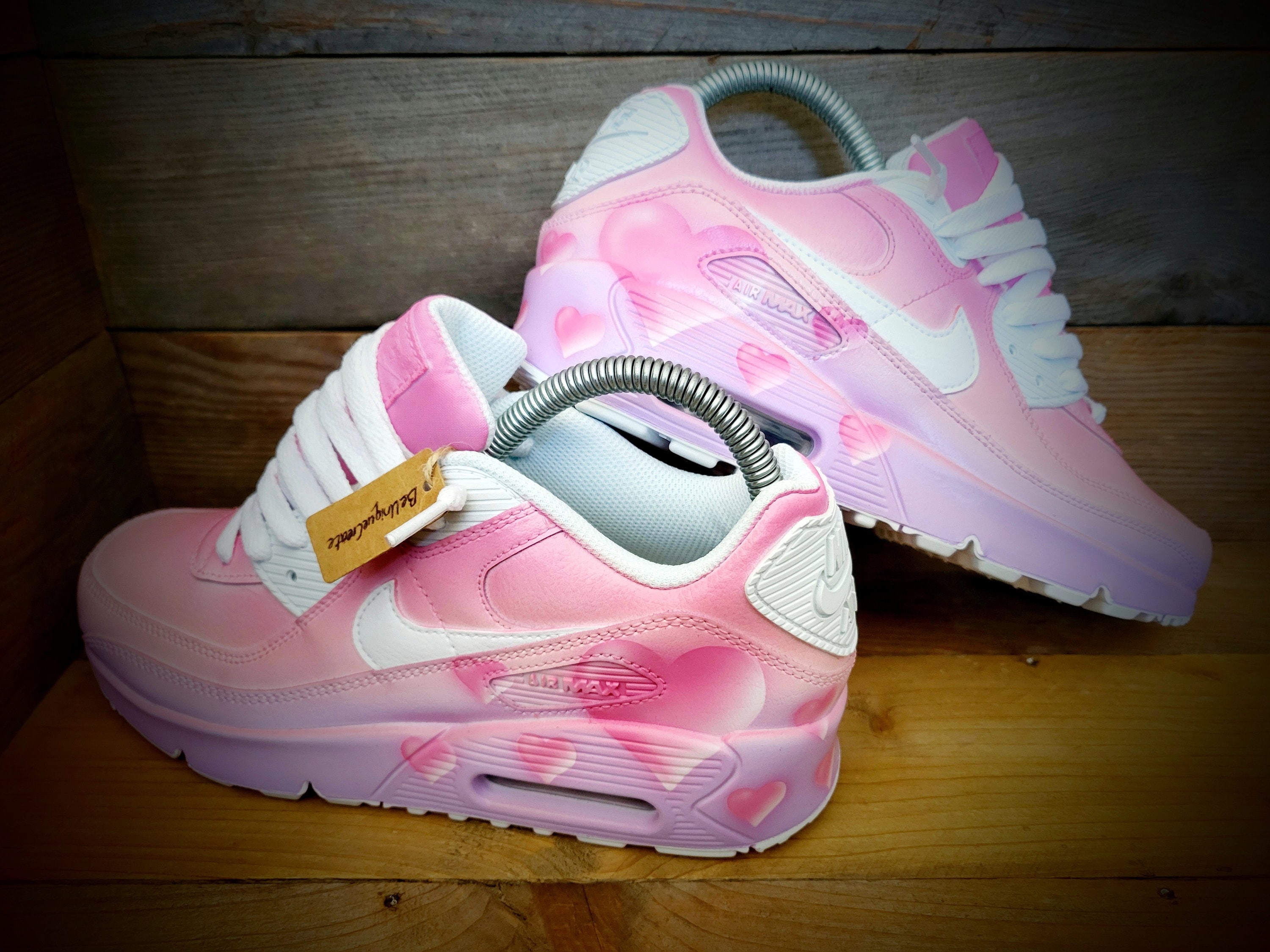 Op maat geverfde Air Max 90 sneakers schoenen kicks premium gepersonaliseerd hartjes Etsy Nederland