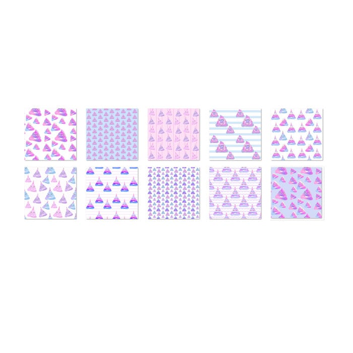 Poop Emoji Digital Paper, Unicorn Poo, Emoji Printable, Scrapbook Paper