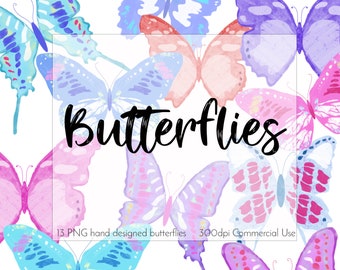 Painted butterfly clipart, butterfly clipart, colorful butterflies