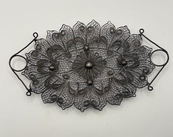 Antique Judaica Bezalel Sterling Silver Filigree ~ Candy Dish Tray Basket