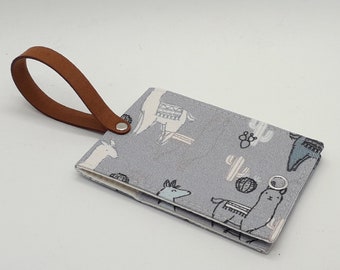 Cactus Llamas Luggage Tag: Handmade Vegan Leather Travel Accessory