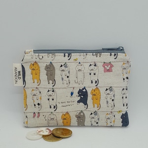 Monedero con forma de gato para la colada - Estuche pequeño con cremallera kawaii - Tarjetero - Gato japonés - Regalo de viaje de bolsillo - Monedero - Cremallera negra