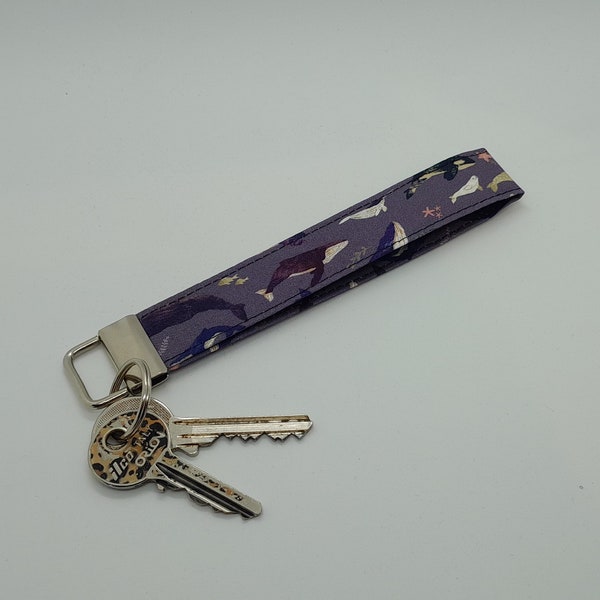Ocean Whales Key Fob Wristlet – Handmade Travel Accessory