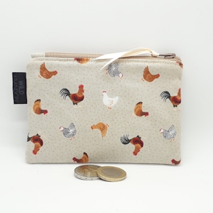 Roosters & Hens Coin Purse Small Zip Pouch Credit Card Holder Cockerel ...