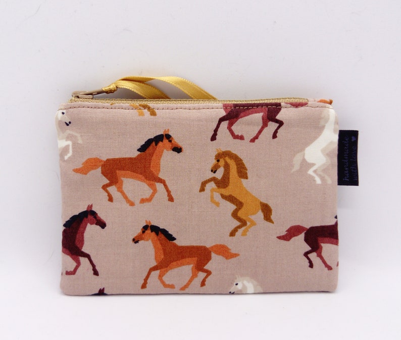 Brown Wild Horses Coin Purse Small Zip Pouch Horse Lover Etsy