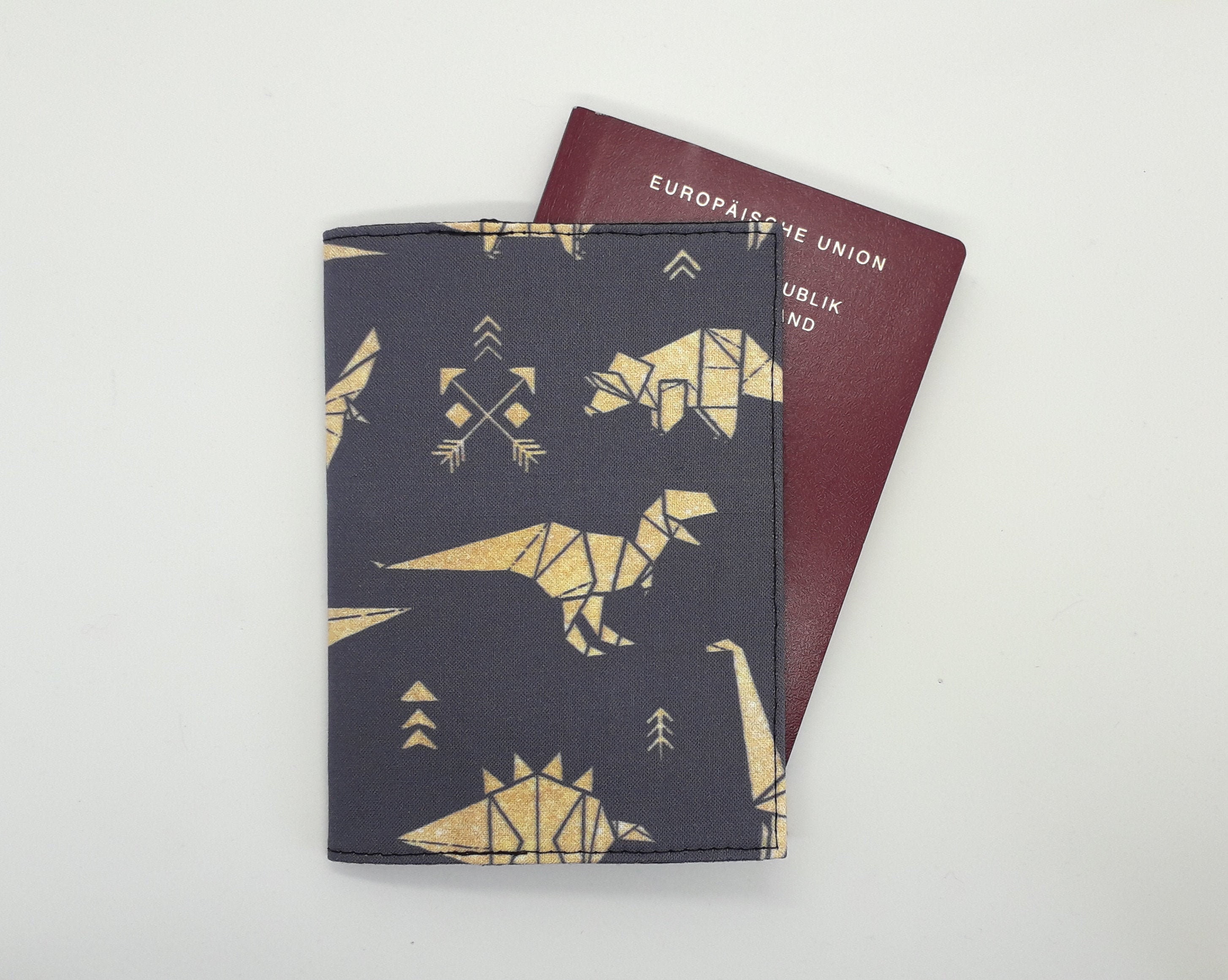 Origami Dinosaurs Passport Cover Grey Cute Passport Holder Etsy