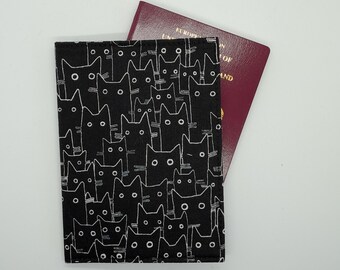 Funda para pasaporte del ejército Black Cat - Estuche de viaje de algodón hecho a mano