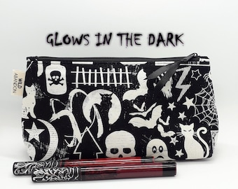 Halloween Zip Pouch: Spooky Glow in the Dark Makeup Bag