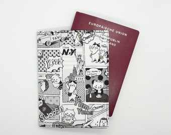 Comic Katzen Passport Cover: Handgemachtes Reisegeschenk
