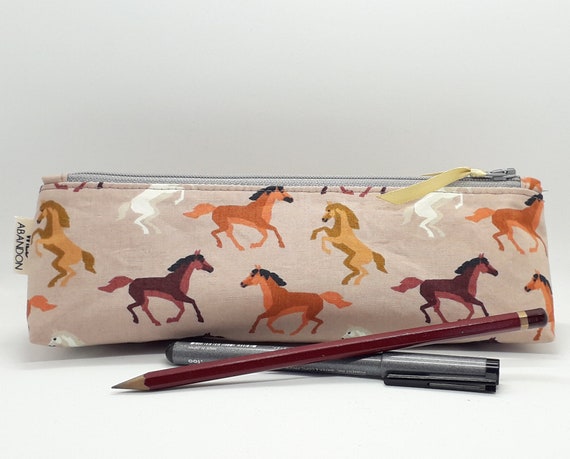 Leather Zippered Small Pencil Pouch/Cosmetic Case - Crazy Horse