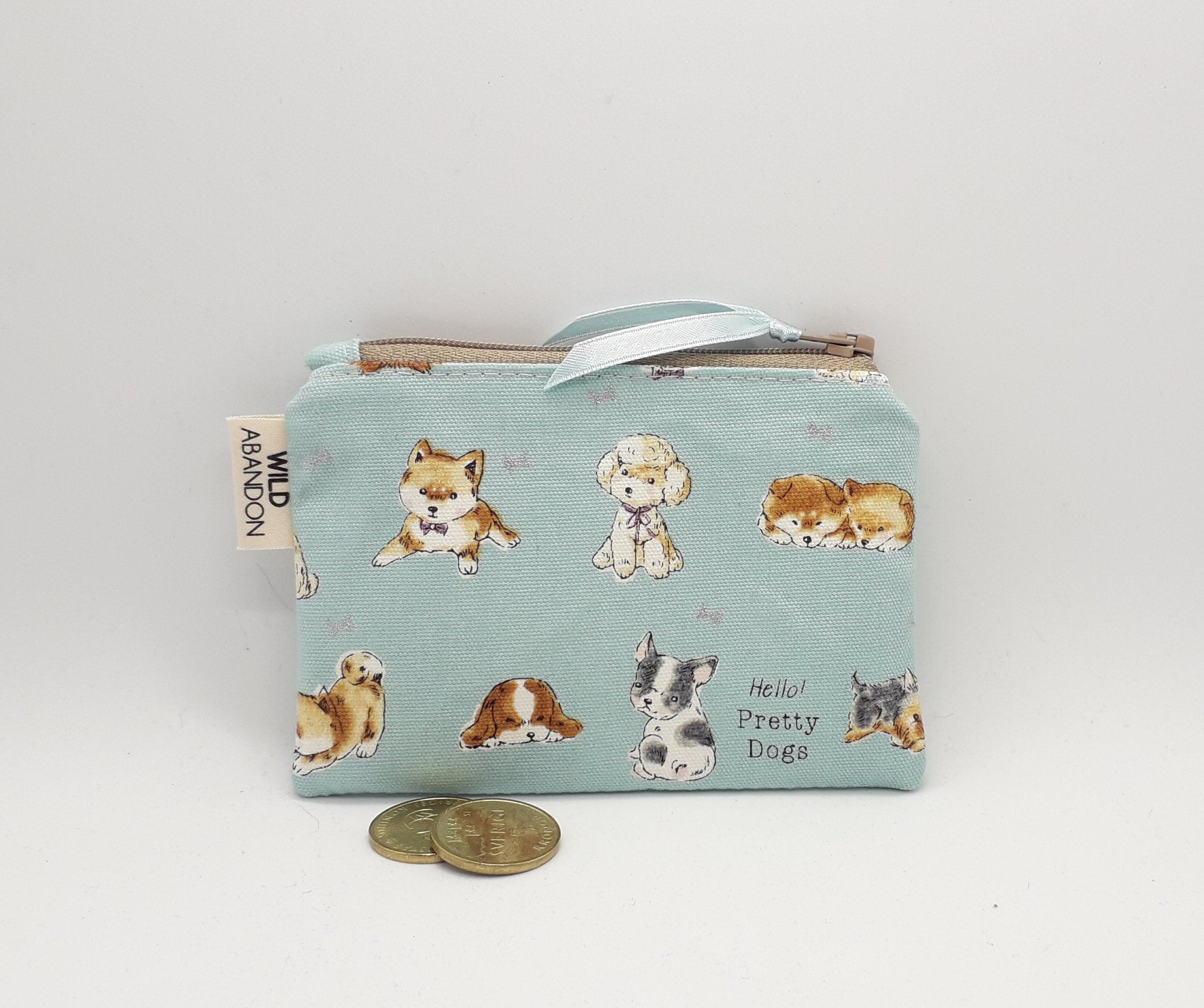 handmade rectangular dogs coin purse, cute coin purse, womens accessories