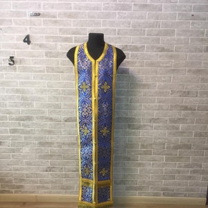 Embroidered Communion set - Stole and cuffs - Priest&#39;s set - Orthodox Communion stole - Epitrakhilion and cuffs