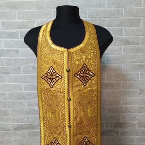 Stole and cuffs in brocade - Brocade Communion set - Priest&#39;s set - Orthodox set in brocade