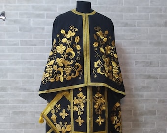 Black Fasting vestment - Priest robe - Orthodox vestments - Priest vestment - Clothes for priests - Religious cloth