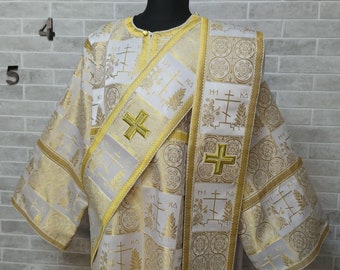 Deacon's sticharion in Calvary fabric - Orthodox Vestment - Deacon's set of vestments - Stikharion