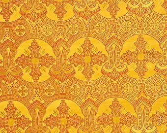 Corona – Nichtmetallischer griechischer Brokat – Kirchenbrokat – Liturgischer Brokat – Priesterbrokat